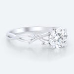 Round Cut Lab Grown Diamond Nature-Inspired Twisted Vine 4-Prong Engagement Ring (4)