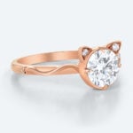 Round Cut Lab Grown Diamond Split Shank Meow Engagement Ring (2)