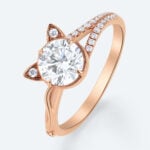 Round Cut Lab Grown Diamond Split Shank Meow Engagement Ring (4)