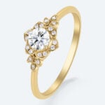 Round Cut Lab Grown Diamond Vintage Floral Halo 6-Prong Engagement Ring (2)