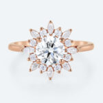 Round Halo Engagement Ring Rose Gold Lab Made Diamond Rings