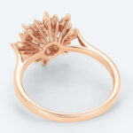 Round Cut Lab Grown Diamond Vintage Sunburst Halo 4-Prong Engagement Ring (4)