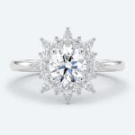 Round Cut Lab Grown Diamond Vintage Sunburst Halo 4-Prong Engagement Ring in Rose Gold (4)