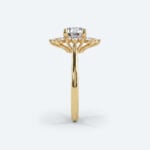 Round Cut Lab Grown Diamond Vintage Sunburst Halo 4-Prong Engagement Ring in Rose Gold (6)