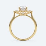 Round Cut Lab Grown Diamond Vintage Sunburst Halo 4-Prong Engagement Ring in Rose Gold (7)