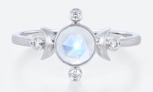 White Gold Moonstone Wedding Ring Unique Engagement Rings for Women