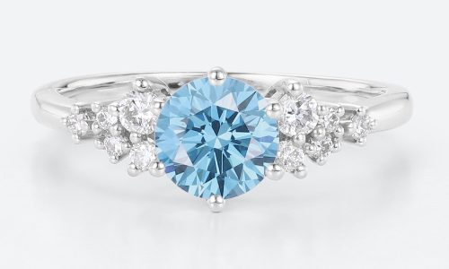 Promise Ring White Gold Blue Lab Grown Diamonds Ring
