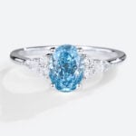 Lab Blue Diamond Engagement Ring​ 1.5ct Classic 4-Prong Rings in White Gold