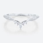 0.17ctw Marquise & Round Cut Lab Grown Diamond Curved Wedding Band Graceful Arc Stacking Ring in White Gold