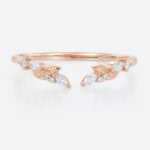 0.18ctw Marquise & Round Cut Lab Grown Diamonds Open Wedding Band Botanical Bridal Ring in rose Gold