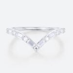 V Shaped Ring Lab Grown Diamonds Unique Curved Wedding Band