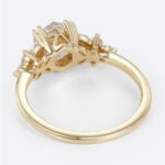 1ct Hexagon Cut Lab Diamond Ring Modern Cluster Double Claw Engagement Ring in Yellow Gold