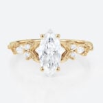 Marquise Cut Lab Grown Diamond Vintage Engagement Ring Vine Bridal Ring in yellow gold