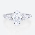 Marquise Cut Lab Grown Diamond Vintage Engagement Ring Vine Bridal Ring in white gold