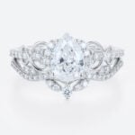 1ct Colorless VS+ Pear Cut Lab Grown Diamond Vintage Cluster Infinity 4-Prong Bridal Ring Set in Rose Gold (2)