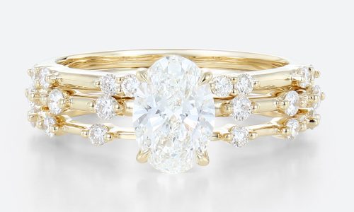 3PCS Oval Cut Lab Grown Diamond Refined Stacked Bridal Ring Set Minimalist Engagement Ring (1)