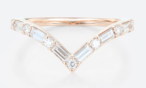 Baguette & Round Cut Lab Grown Diamonds Rings V-Shaped Wedding Band (1)