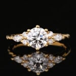 Yellow Gold Ring Engagement Round Cut Lab Diamond Rings