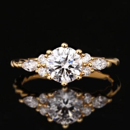 Yellow Gold Ring Engagement Round Cut Lab Diamond Rings