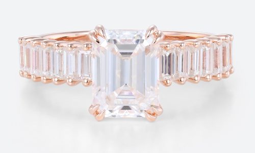 Rose Gold Emerald Cut Wedding Rings 3 Carat Lab Grown Diamond Ring