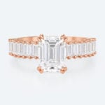 Rose Gold Emerald Cut Wedding Rings 3 Carat Lab Grown Diamond Ring