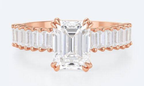 Rose Gold Emerald Cut Wedding Rings 3 Carat Lab Grown Diamond Ring