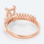 Emerald Cut Lab Grown Diamond Modern Architectural Double Claw Engagement Ring Wide Band (3)