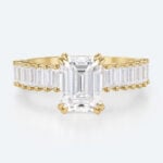Yellow Gold Emerald Cut Wedding Rings 3 Carat Lab Grown Diamond Ring