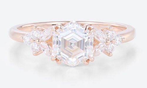 Best Lab Grown Diamond Engagement Rings Rose Gold Hexagon Cut Ring
