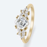 Hexagon Cut Lab Grown Diamond Modern Cluster 4 Double Claw Engagement Ring (2)