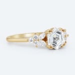 Hexagon Cut Lab Grown Diamond Modern Cluster 4 Double Claw Engagement Ring (4)