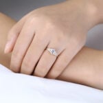 Hexagon Cut Lab Grown Diamond Modern Cluster 4 Double Claw Engagement Ring (7)