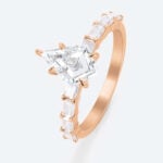 Kite Cut Lab Grown Diamond Modern Baguette Accented 5 Claw Prong Engagement Ring Wide Band (3)