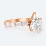 Kite Cut Lab Grown Diamond Modern Baguette Accented 5 Claw Prong Engagement Ring Wide Band (4)