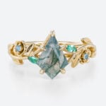 Engagement Moss Agate Ring Kite Cut Ring Vintage Art Deco Ring