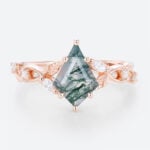 Engagement Rings Moss Agate Rose Gold Promise Rings Unique Rings