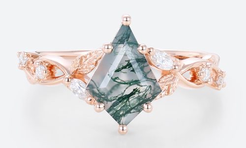 Engagement Rings Moss Agate Rose Gold Promise Rings Unique Rings