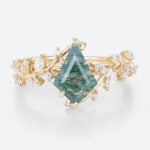 Agate Moss Engagement Kite Cut Nature Inspired Rings