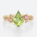 Peridot Ring​ Flower Ring Nature Inspired Pink Sapphire Ring