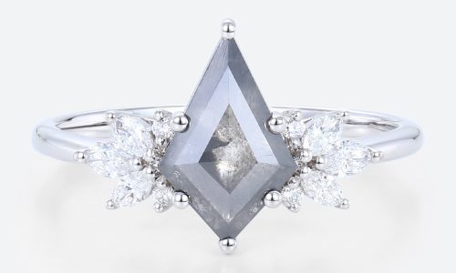 White gold Salt and Pepper Kite Diamond Engagement Rings White Gold