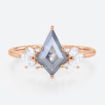 Salt and Pepper Kite Diamond Engagement Ring Rose Gold
