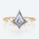 Salt and Pepper Kite Diamond Engagement Ring Yellow Gold