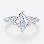 14 K White Gold Ring Lab Diamond Marquise Engagement Rings