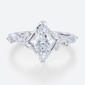 14 K White Gold Ring Lab Diamond Marquise Engagement Rings