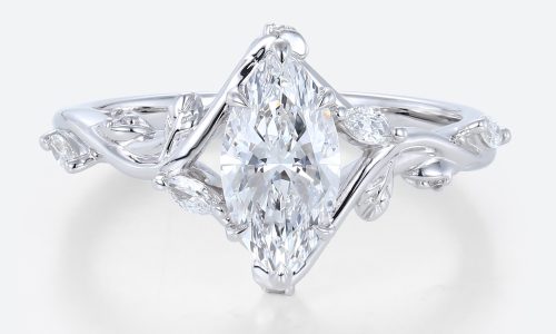 14 K White Gold Ring Lab Diamond Marquise Engagement Rings