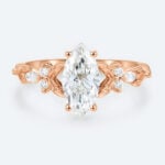 Marquise Cut Lab Grown Diamond Vintage Engagement Ring Vine Bridal Ring in rose gold