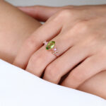 Gold Marquise Ring Vintage Green Sapphire Ring 14k Rose Gold Ring