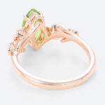 Gold Marquise Ring Vintage Green Sapphire Ring 14k Rose Gold Ring