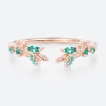 Green Emerald Engagement Rings Open Simple Gold Wedding Ring