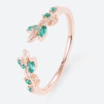 Green Emerald Engagement Rings Open Simple Gold Wedding Ring